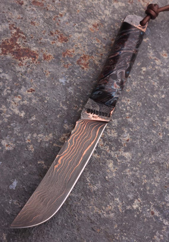 Copper Damascus Tanto (Cu-Mai) | Made in Montana | Handmade in the USA