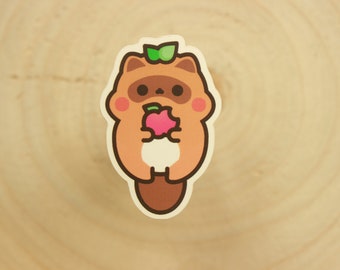 Tanuki Apple Sticker | Waterproof