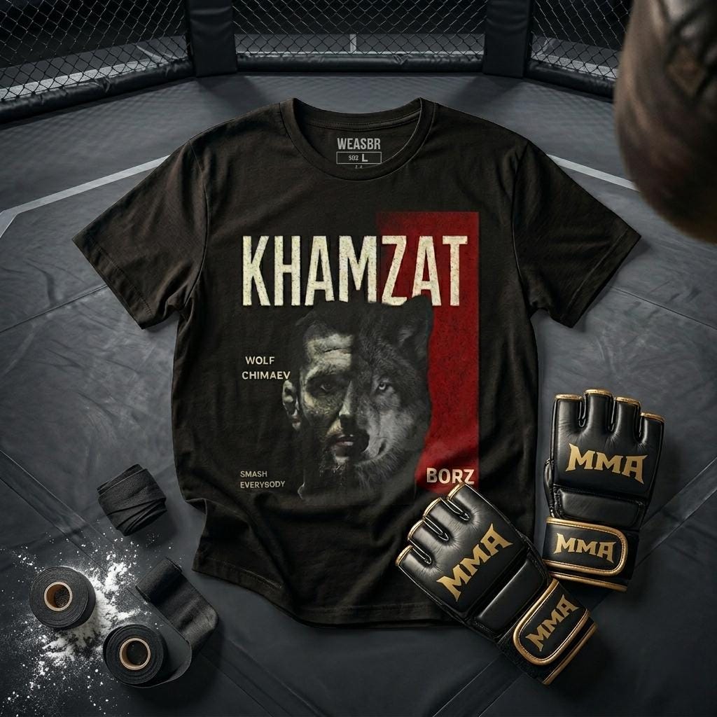 Khamzat Chimaev Borz Wolf T-shirt, UFC MMA Fan Gift - Etsy