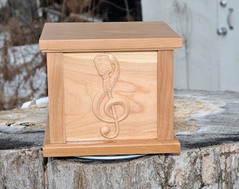 Personalized Music Note Cremation Urn for Ashes, Custom Engraved Musical Urn, Elegant Memorial Music Urn for Loved One, Music Microphone Urn