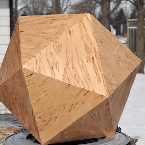 Modern Geometric Urn for Ashes, Elegant Cremation Urn, Artistic Memorial Vessel, Birdseye Maple Urn