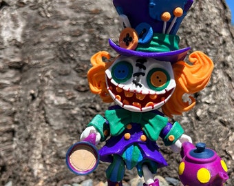 Creepy Doll: Mad Hatter With Teacup and Kettle. 3D Printed Dark