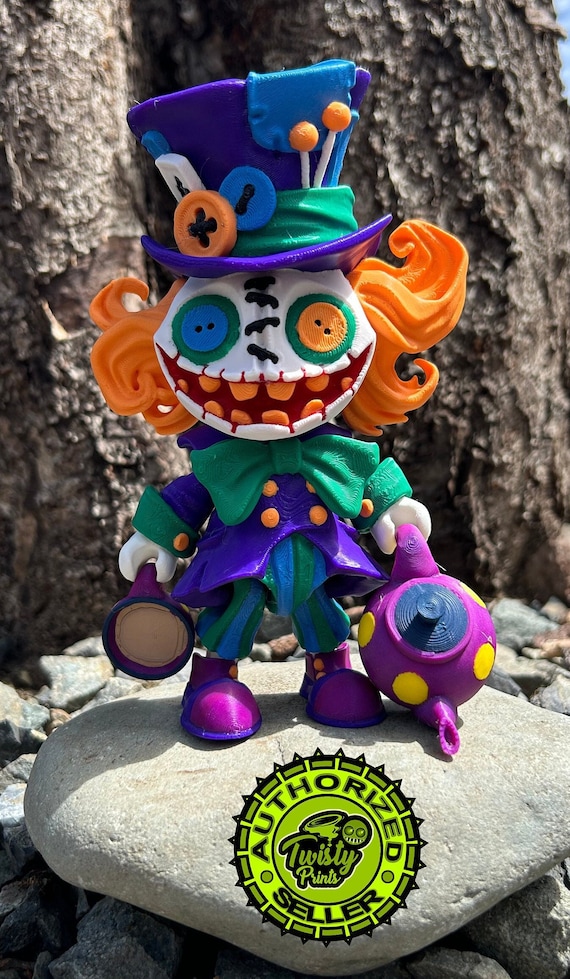 Creepy Doll: Mad Hatter With Teacup and Kettle. 3D Printed Dark