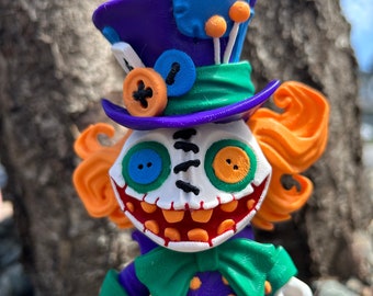 Creepy Doll: Mad Hatter With Teacup and Kettle. 3D Printed Dark