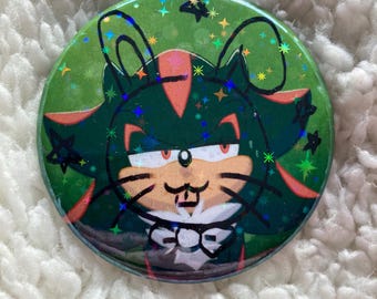Sonic Movie 3 INSPIRED Shadow the Hedgehog Bunny Button Badge with Holographic Stars