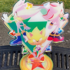 Sonic the Hedgehog-Inspired Rainbow Acrylic Standee Super Team Triple S - Sonic, Shadow, Silver