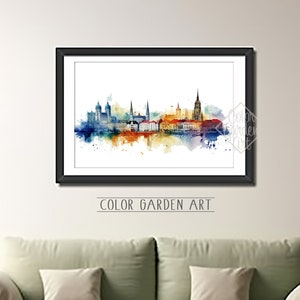 Arte digital do horizonte da cidade de Viena, Áustria | Cena urbana vibrante | Decoração de parede moderna | Arte para impressão para casa ou escritório | Presente | Arte da cidade