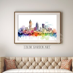 Atlanta Skyline Stadtbild Digitale Kunst | Lebendige Städtische Szene | Moderne Wanddekoration | Druckbare Kunst für Zuhause oder im Büro | Geschenk | Stadt Kunst