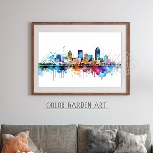 Orlando Aquarell Skyline Stadtbild Digitale Kunst | Lebendige Städtische Szene | Moderne Wanddekoration | Druckbare Kunst für Zuhause oder im Büro | Geschenk