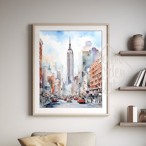 Empire State Building New York City Acquerello stampabile Wall Art DOWNLOAD DIGITALE IMMEDIATO / A056