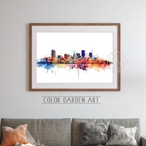 Boston Skyline Stadtbild Digitale Kunst | Lebendige Städtische Szene | Moderne Wanddekoration | Druckbare Kunst für Zuhause oder im Büro | Geschenk | Stadt Kunst