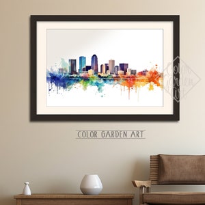 Denver Skyline Stadtbild Digitale Kunst | Lebendige Städtische Szene | Moderne Wanddekoration | Druckbare Kunst für Zuhause oder im Büro | Geschenk | Stadt Kunst