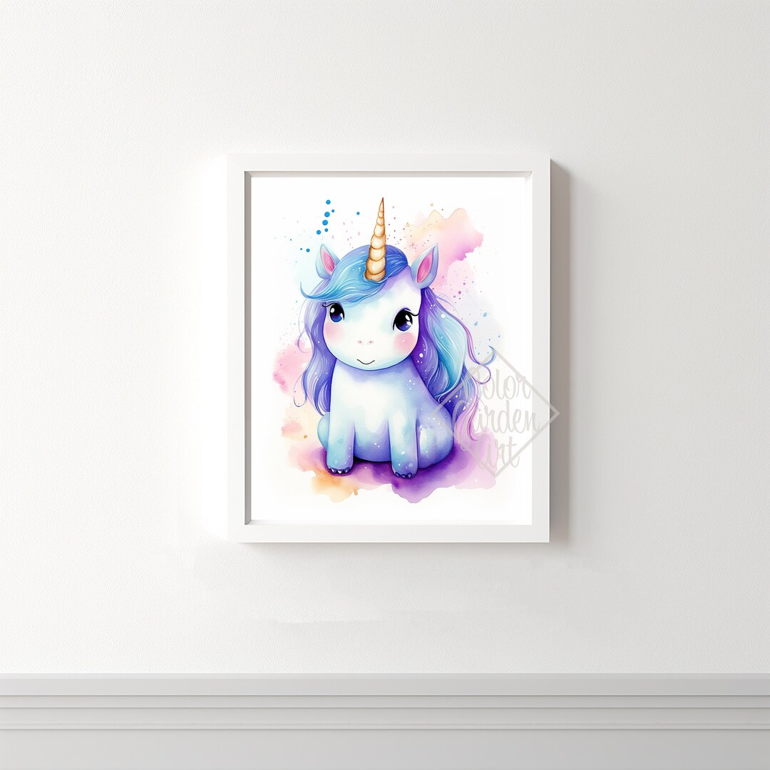 Cute Unicorn Watercolor Printable Wall Art INSTANT DIGITAL DOWNLOAD ...