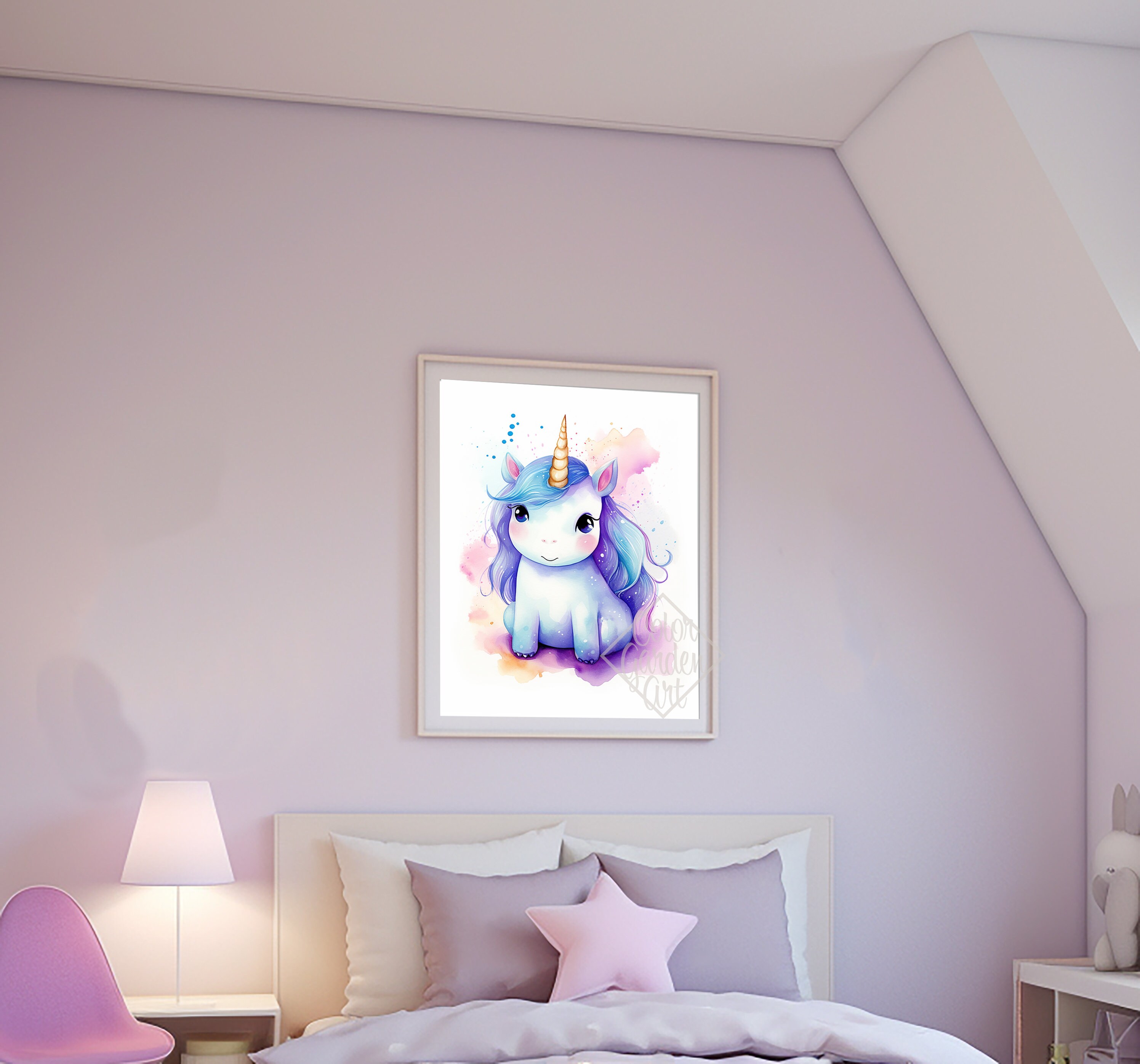 Cute Unicorn Watercolor Printable Wall Art INSTANT DIGITAL DOWNLOAD ...
