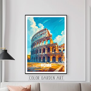 Rom Italien Reise Poster Aquarell Digital Art | Lebendige Stadtbild Illustration | Vintage-inspirierte Wand Dekoration Print | Geschenk