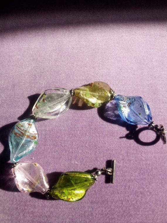 Fire-Blown Art- Glass Bracelet, Chunky, Toggle- C… - image 6