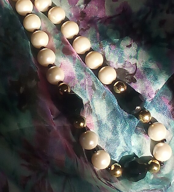 Pearl Black Crystal Choker Beads Gold Spacer Blac… - image 3