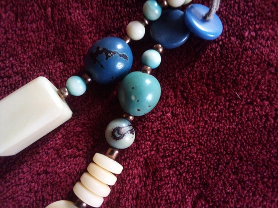 Button Closure Boho 2 Strand Acai Beads  Necklace… - image 10