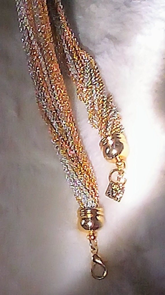 Anne Klein Collar Necklace Mesh Chain Silver, Gold