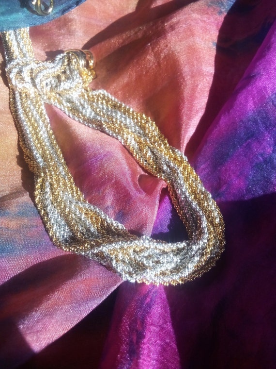 Anne Klein Collar Necklace Mesh Chain Silver, Gol… - image 7