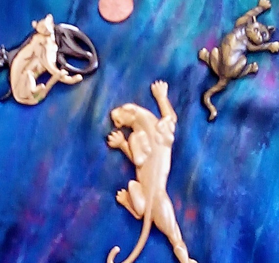 JJ Claiborne Monet Cat Set Panther Brooch Animal … - image 2