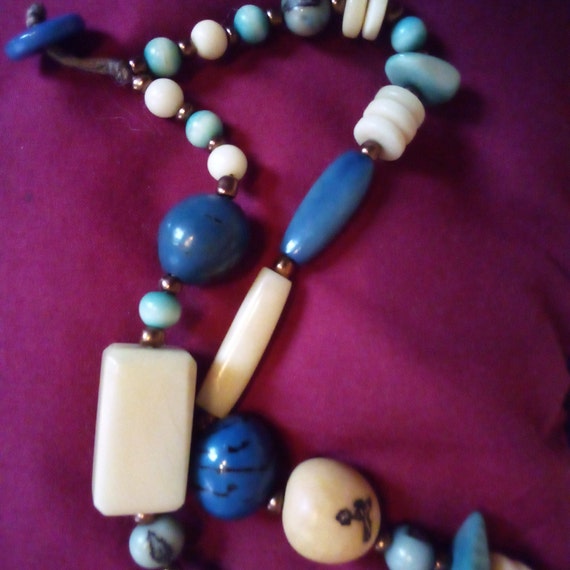 Button Closure Boho 2 Strand Acai Beads  Necklace… - image 6