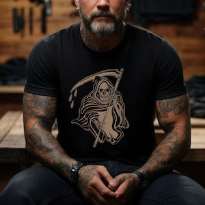 Vintage  Tattoo flash T-shirt, graphic t-shirt,  Tattoo Design, Old School Tattoo t-shirt, Tattoo Art, Classic Tattoo Art, Reaper tattoo Tee