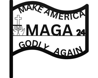 MAGA Make America Godly Again Flag Metal 2024 Wall Art door Sign praying hands in/out doors home decor election political God + Trump rally