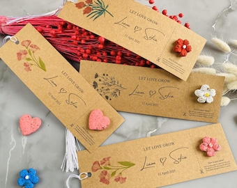 Personalized Seed Paper Bookmark – Custom Plantable Bookmark Favors for Weddings, Birthdays & Events