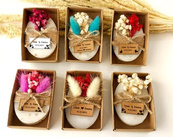 Mini saponi profumati personalizzati in scatola di carta kraft - Piccolo regalo per gli ospiti