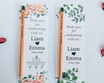 Personalized Seed Pencils for Weddings, Custom Favors For Guests, Thank You Gifts, Engraved Rustic Wooden Pencils, Save the Date Pencils