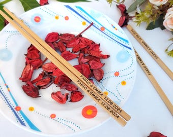 Personalized Bamboo Chopsticks Set: Custom Printed Chopsticks, Eco Friendly Guest Gifts