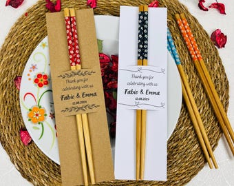 Personalisierte Essstäbchen Hochzeit Gastgeschenke - Benutzerdefinierte Bambus Stäbchen mit personalisierter Karte | Bridal Shower & Verlobung Geschenk.