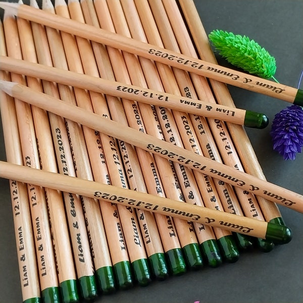 Personalized Seed Pencils, Engraved Pencils for Teacher gifts , Wedding favors for guests, Plantable Eco Friendly Graduation favors.