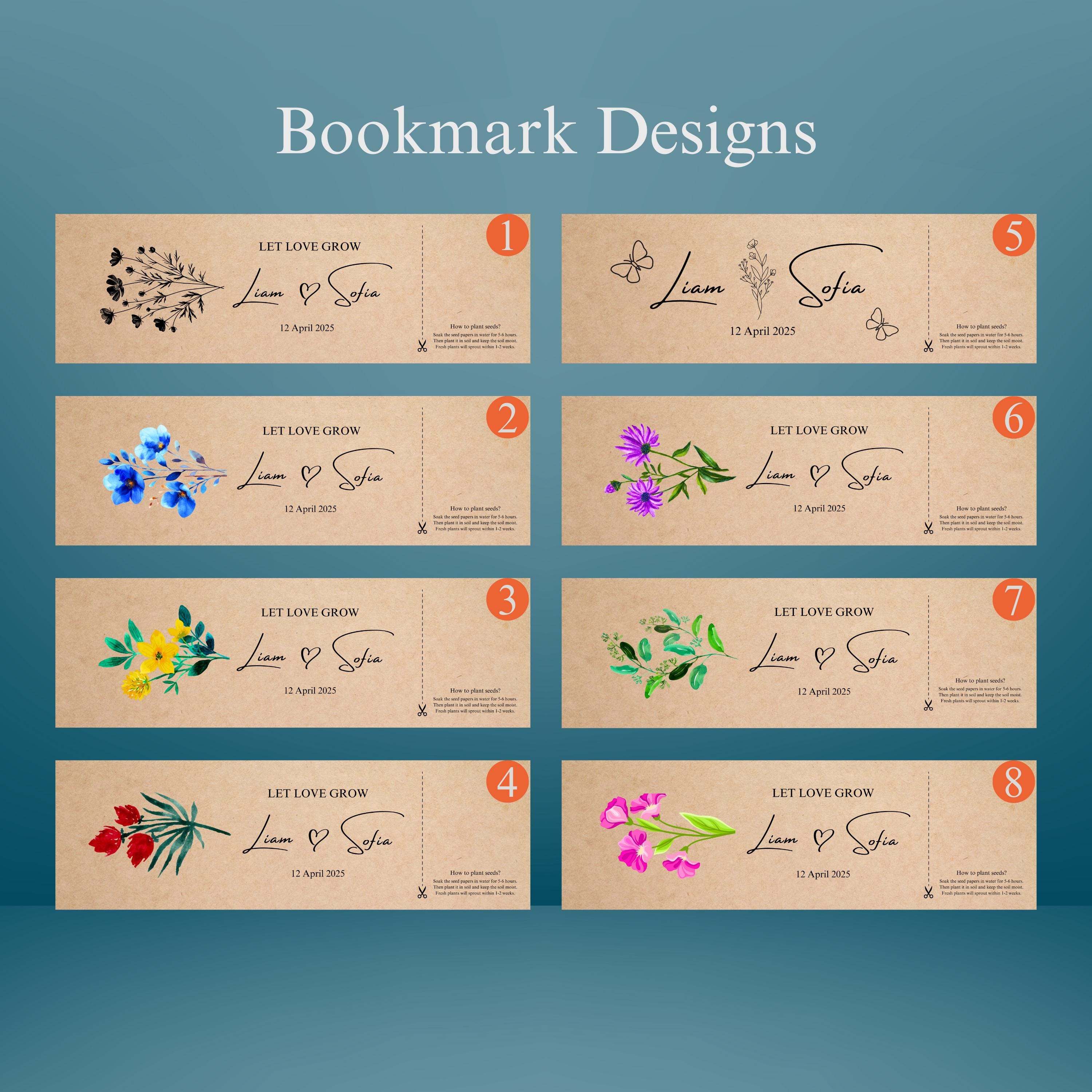 Personalized Seed Paper Bookmark – Custom Plantable Bookmark Favors for ...