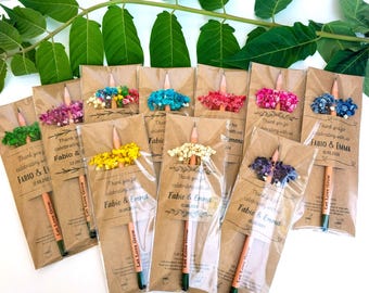 Personalisierte Samen Bleistift. Bepflanzbarer Bleistift mit Bunten Blumen. Geschenk für die Gäste.