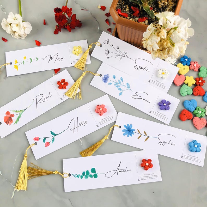 Personalized Seed Paper Bookmark – Eco Friendly Custom Plantable Bookmark Favors for All Celebrations