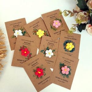 Carta semi personalizzata con carta semi piantabile. Carta semi di fiori selvatici. Biglietto di ringraziamento per gli ospiti. Carta semi segnaposto. Bomboniere per il battesimo. immagine 4