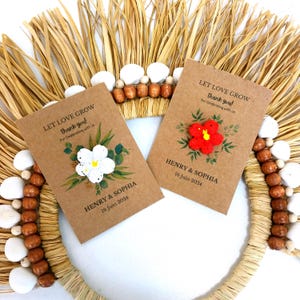 Carta semi personalizzata con carta semi piantabile. Carta semi di fiori selvatici. Biglietto di ringraziamento per gli ospiti. Carta semi segnaposto. Bomboniere per il battesimo. immagine 9
