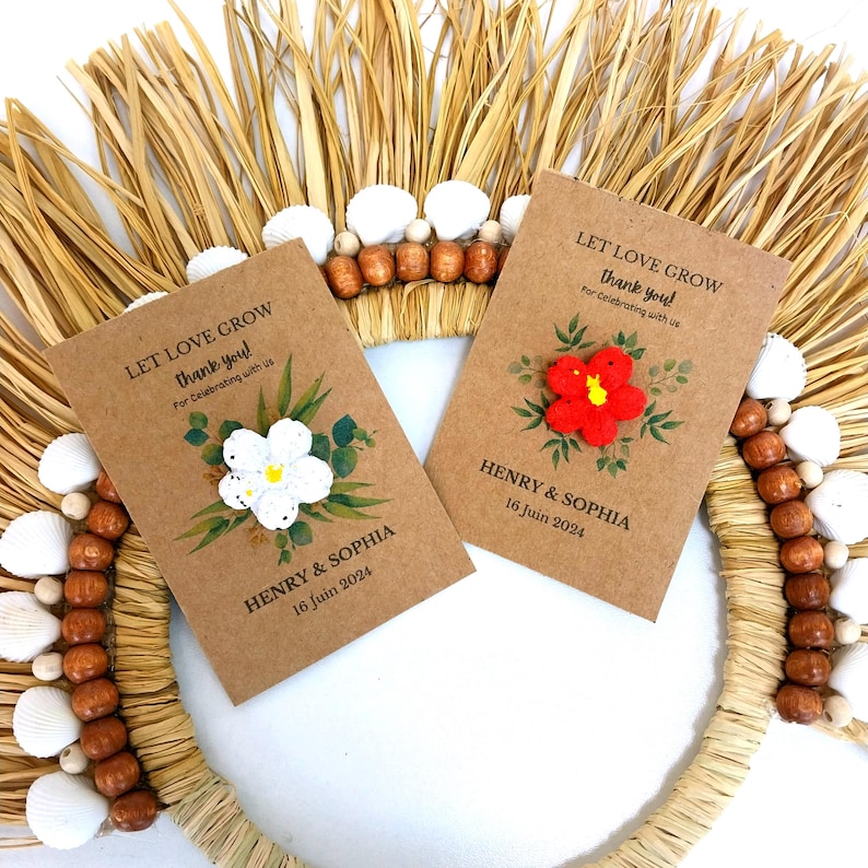 Carta semi personalizzata con carta semi piantabile. Carta semi di fiori selvatici. Biglietto di ringraziamento per gli ospiti. Carta semi segnaposto. Bomboniere per il battesimo. immagine 9