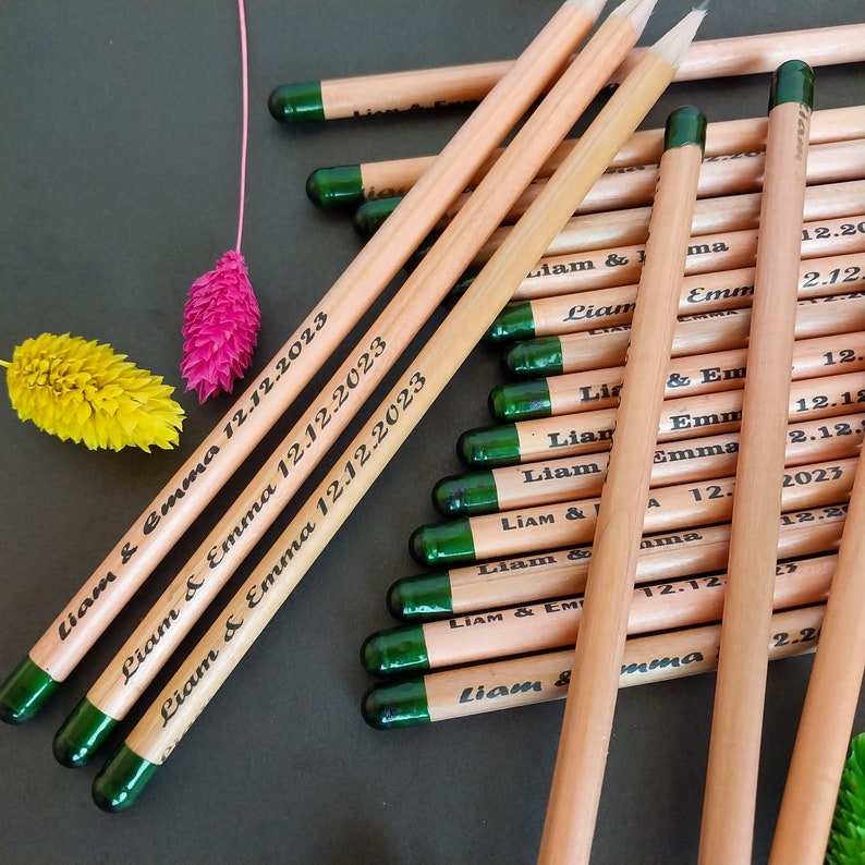 Personalized Seed Pencils for Weddings, Plantable Eco Friendly  Favor For Wedding Guests, Save the Date seed pencils Thank You Favors