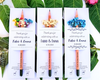 Plantable Personalized Seed Pencils -  Wedding Favors for Guests in Bulk, Thank You Gifts