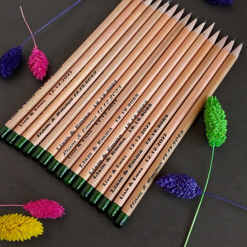 Personalized Seed Pencils for Weddings, Plantable Eco Friendly  Favor For Wedding Guests, Save the Date seed pencils Thank You Favors