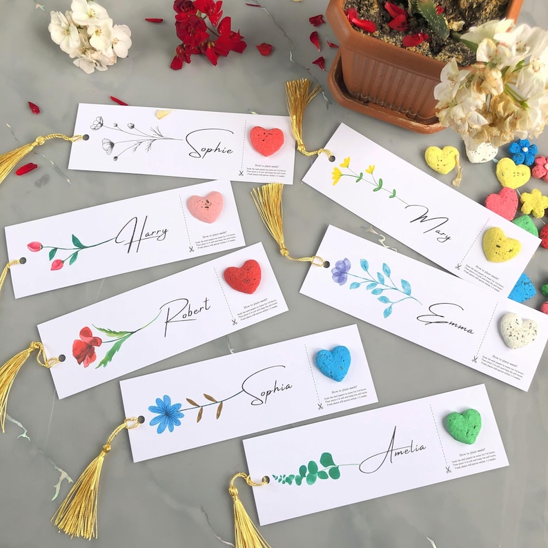 Personalized Seed Paper Bookmark – Eco Friendly Custom Plantable Bookmark Favors for All Celebrations