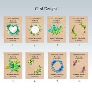 Carta semi personalizzata con carta semi piantabile. Carta semi di fiori selvatici. Biglietto di ringraziamento per gli ospiti. Carta semi segnaposto. Bomboniere per il battesimo. immagine 6