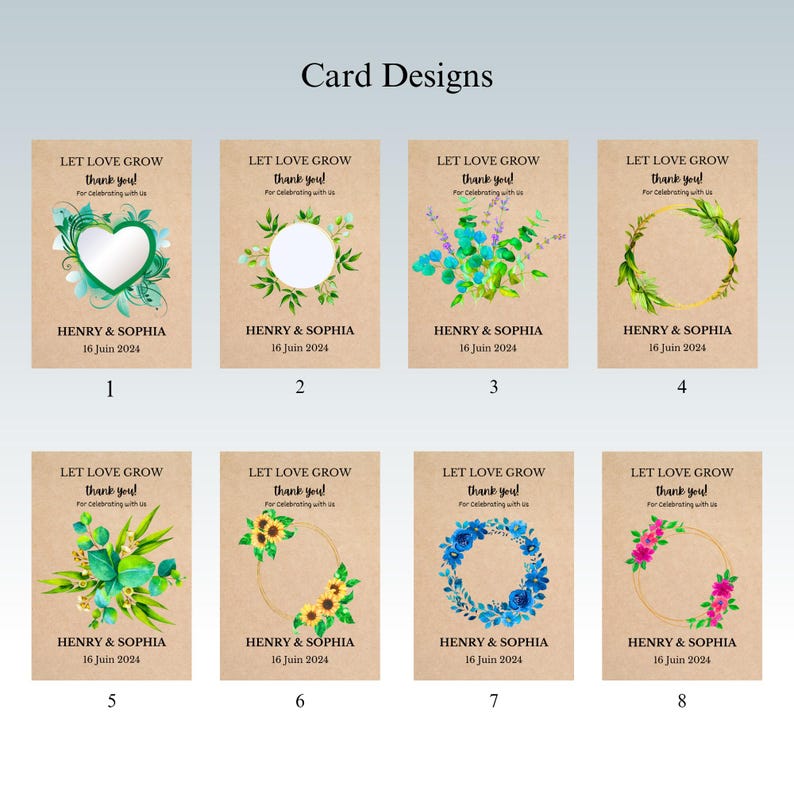 Carta semi personalizzata con carta semi piantabile. Carta semi di fiori selvatici. Biglietto di ringraziamento per gli ospiti. Carta semi segnaposto. Bomboniere per il battesimo. immagine 6