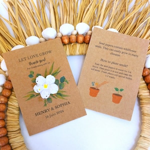 Carta semi personalizzata con carta semi piantabile. Carta semi di fiori selvatici. Biglietto di ringraziamento per gli ospiti. Carta semi segnaposto. Bomboniere per il battesimo. immagine 2