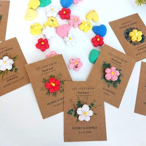 Carta semi personalizzata con carta semi piantabile. Carta semi di fiori selvatici. Biglietto di ringraziamento per gli ospiti. Carta semi segnaposto. Bomboniere per il battesimo. immagine 5
