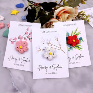 Papel de semente de flores silvestres plantáveis para casamento, Papel de semente personalizado com formas coloridas, Cartão de agradecimento para convidados, Lembrancinha de festa, Lembrancinhas de batismo