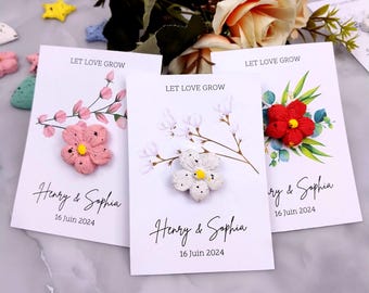 Carta con semi di fiori selvatici piantabili per matrimonio, carta con semi personalizzata con forme colorate, biglietto di ringraziamento per gli ospiti, bomboniere, bomboniere per battesimo